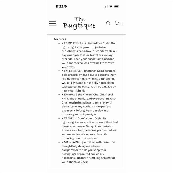 Vera Bradley Elena Crossbody Bag Cha-Cha Floral Print Multicolor - Picture 11 of 11